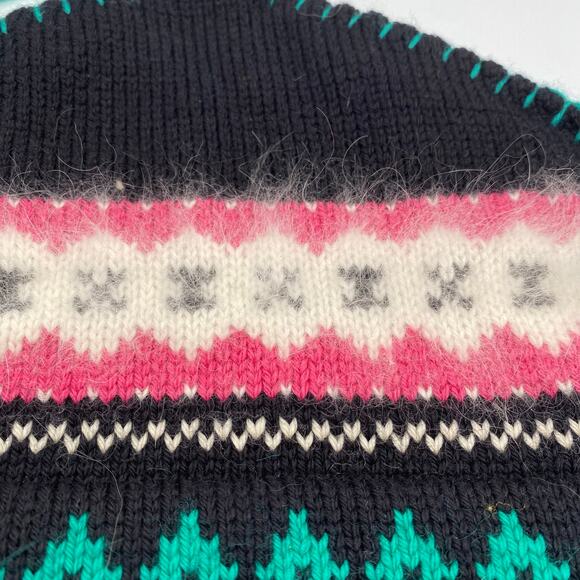 Vintage Wool Handknit Ski Nordic Fair Isle Hat Beanie Torque Snow Winter - Picture 4 of 7